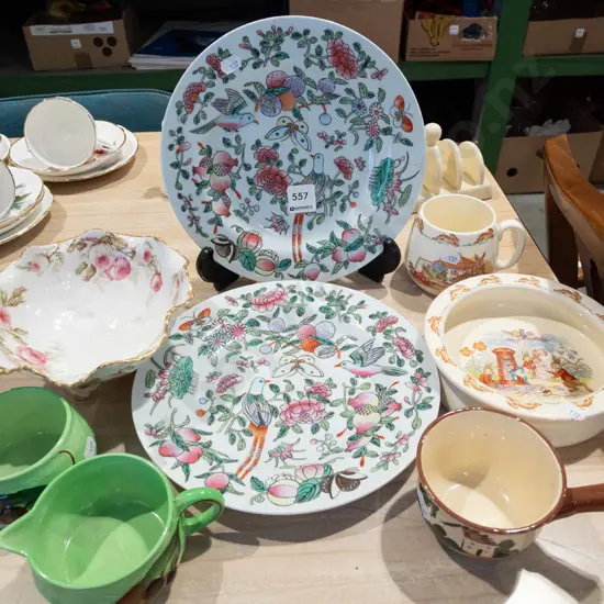 plates, bowls, Carlton creamer, sugar, bunnykins bowl and plate etc