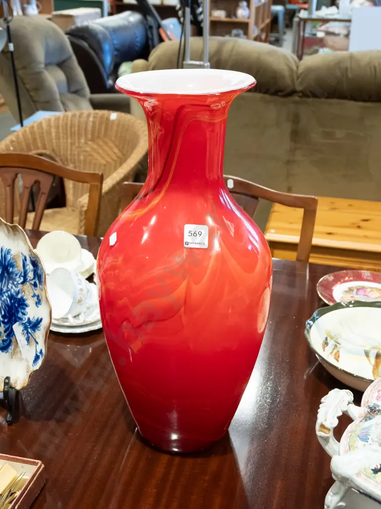 tall red glass vase H450 Image 1++