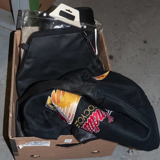 Indian size Large motorcycle jacket, handle bar muffs, seat cushion