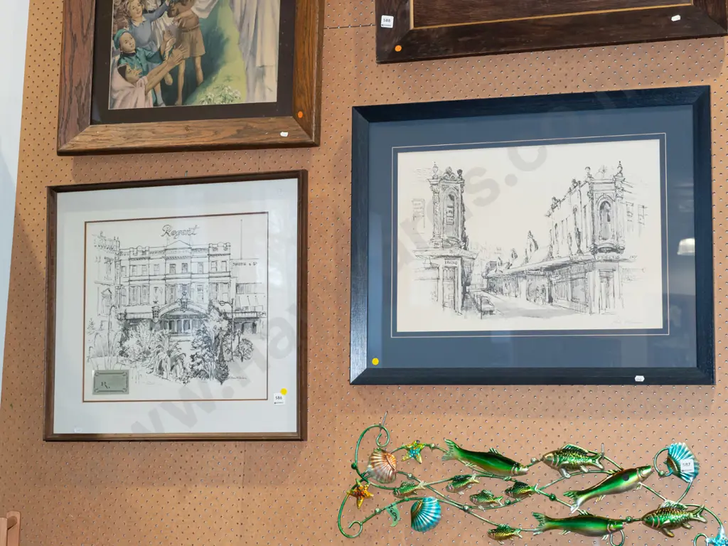 2x framed Shona Mcfarlane prints  - yellow dots Image 1++