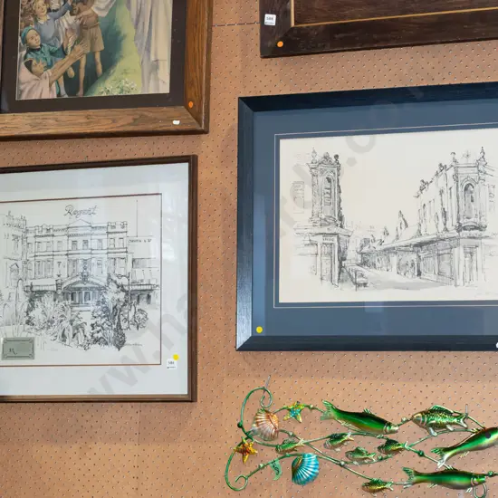 2x framed Shona Mcfarlane prints  - yellow dots