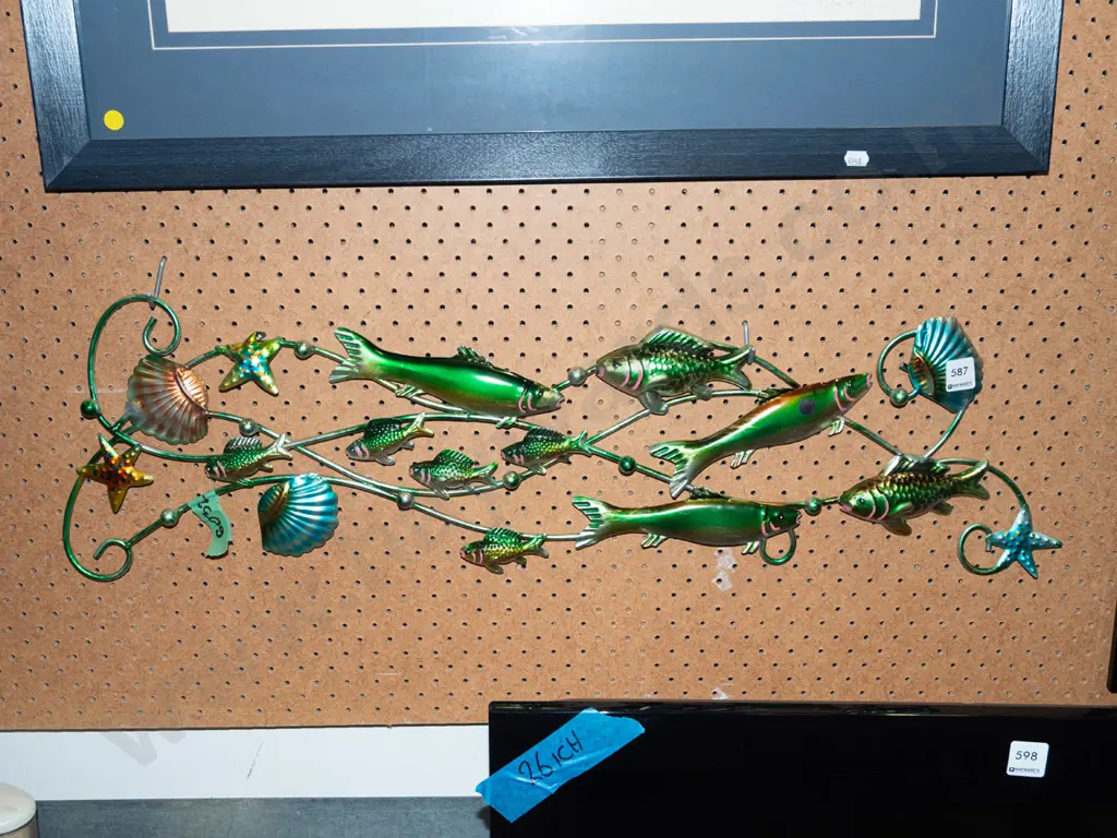 pressed metal fish themed wall art, pressed metal - plants - black dots Image 1++