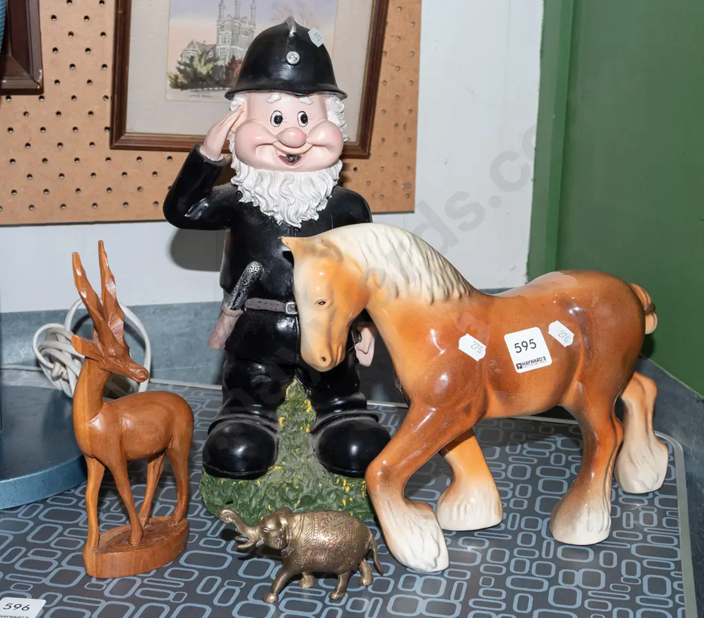 horse figurine, policeman, deer, small brass elephant Policeman H320 Image 1++
