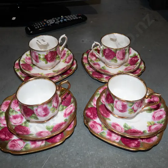 4x Royal Albert Old English Rose trios