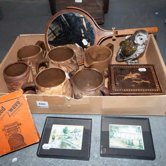 box; Temuka Te Rona cups, jugs, hand held mirror etc