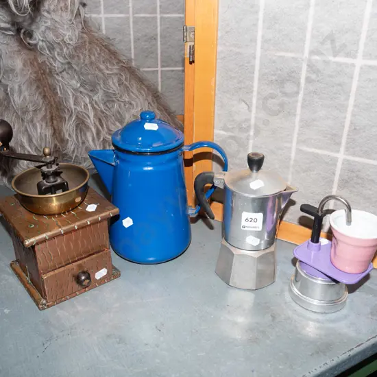 coffee pot, grinder, stove top espresso makers