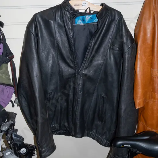 size 50 black leather jacket