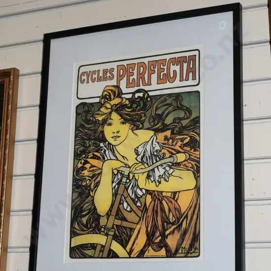 framed reproduction cycling print