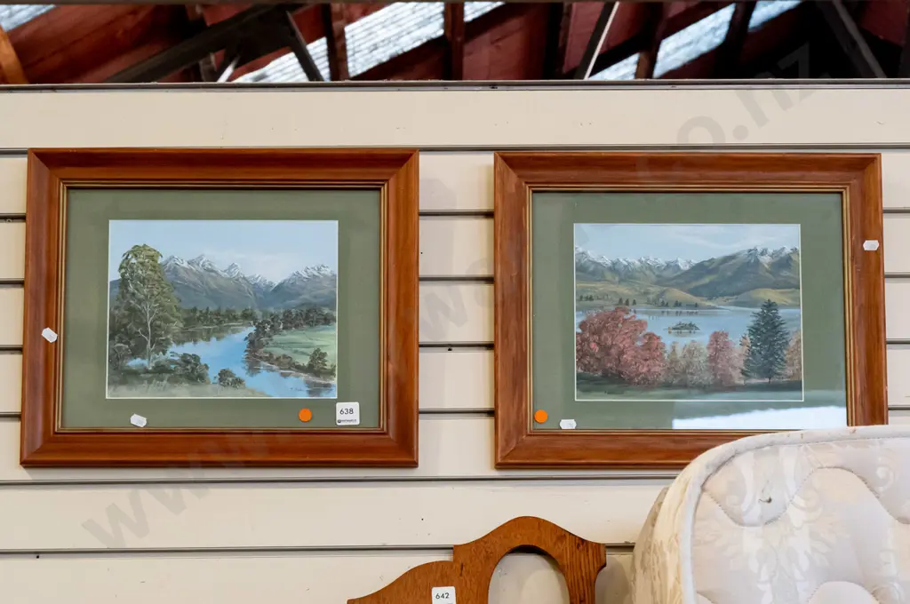 2x Juliet Ickringill oils - landscapes- orange dots Image 1++