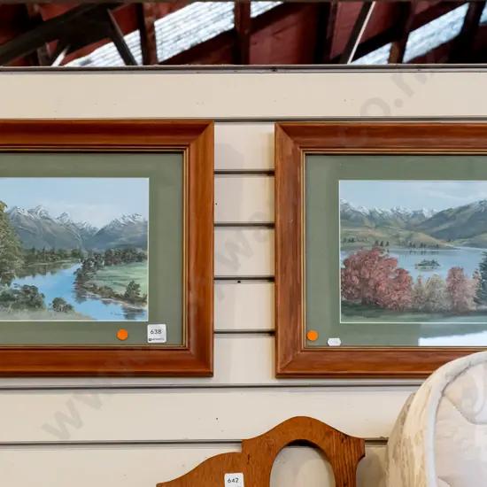 2x Juliet Ickringill oils - landscapes- orange dots