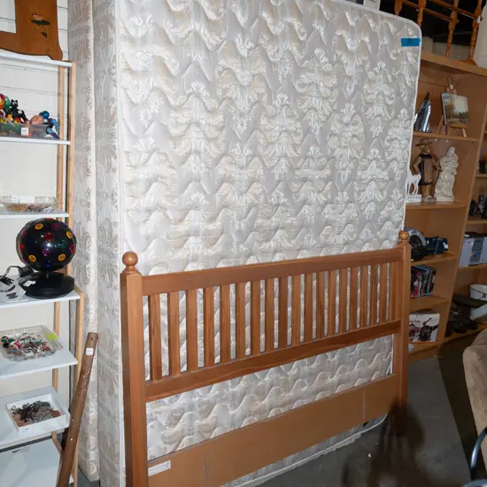handcrafted Natural Rest queen bed base, mattress and rimu headboard