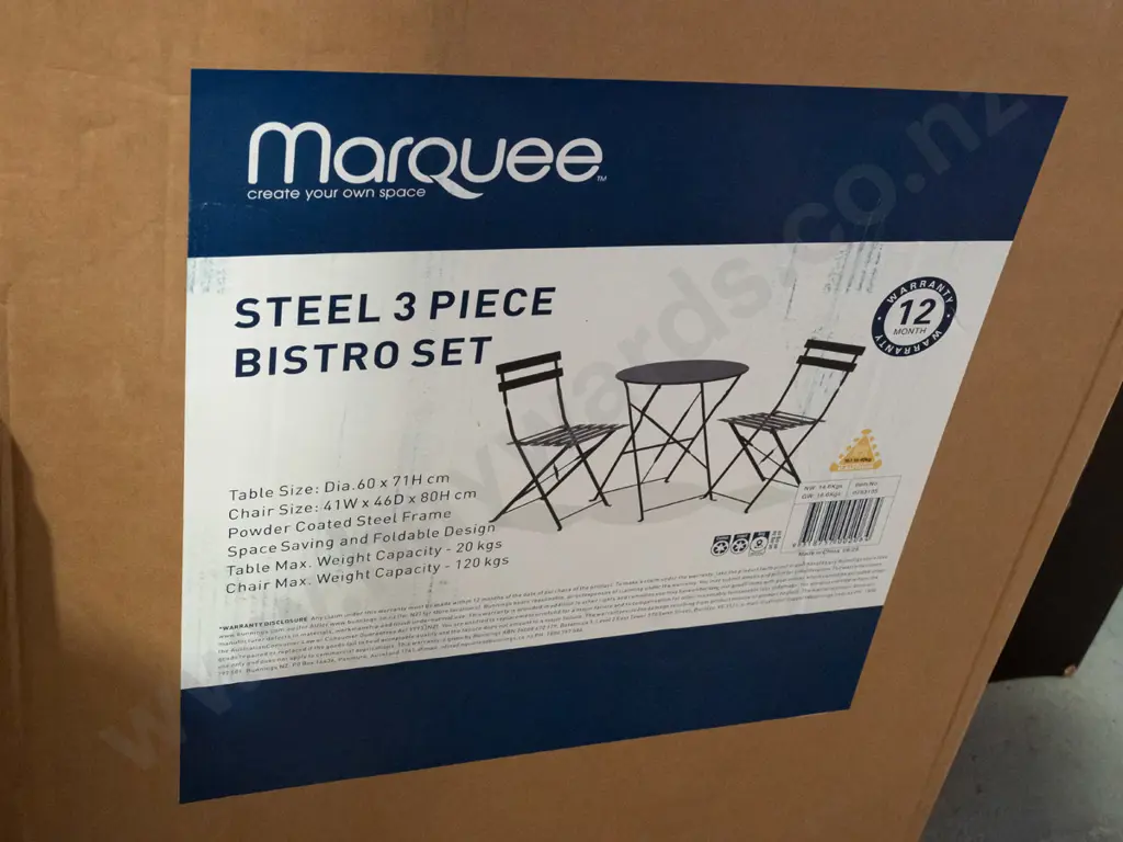 boxed as new steel 3 piece bistro set Image 1++