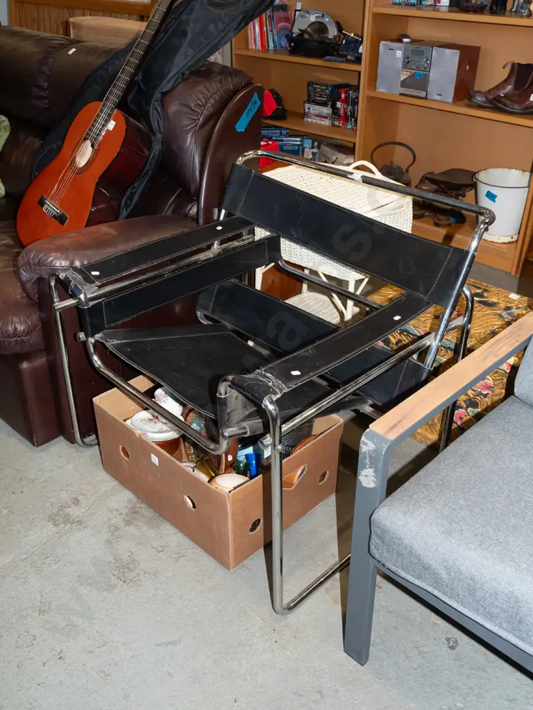 restorer's replica Wassily armchair - damage to vinyl arms and repair to 1 arm Image 1++