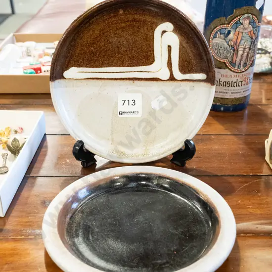 small Brian Gartside plate Diam 165 and one other pottery plate