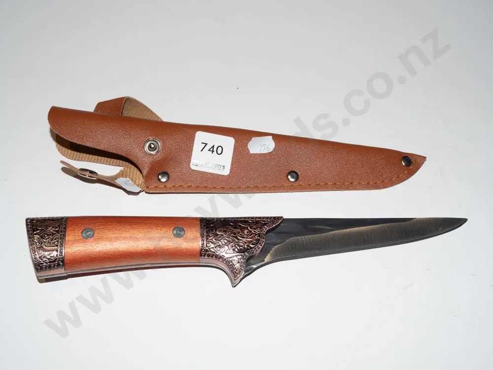 wooden handled knife and sheath Image 1++