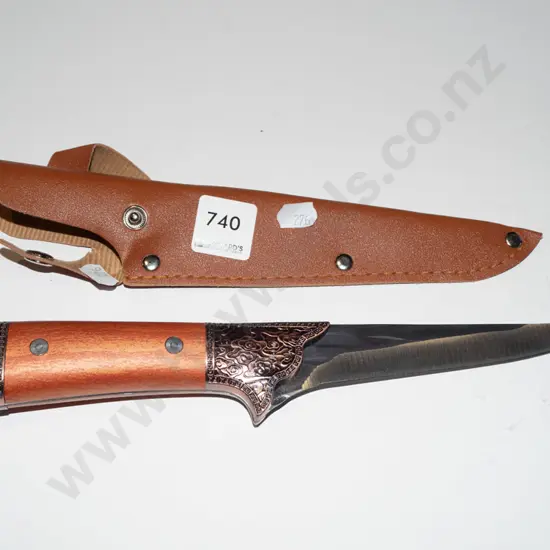 wooden handled knife and sheath