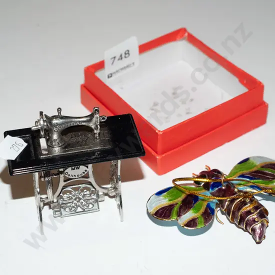butterfly Xmas decoration & small sewing machine model