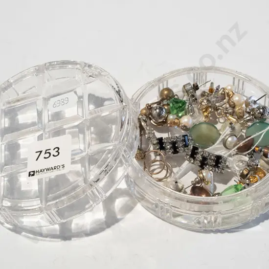 cut glass dish; earrings