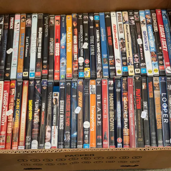 box of DVDs