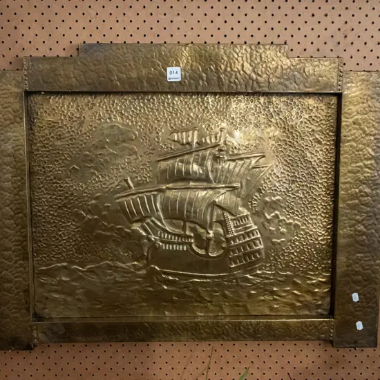 beaten brass galleon fire screen - no feet