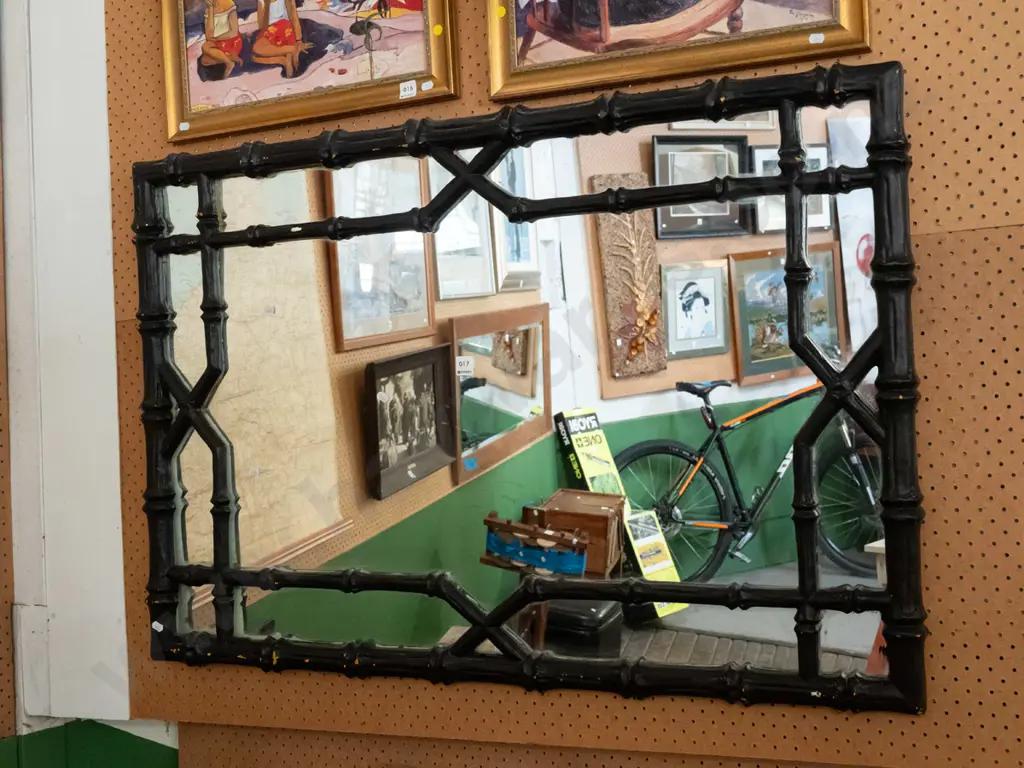 bamboo themed wall mirror H750 W1100 Image 1++