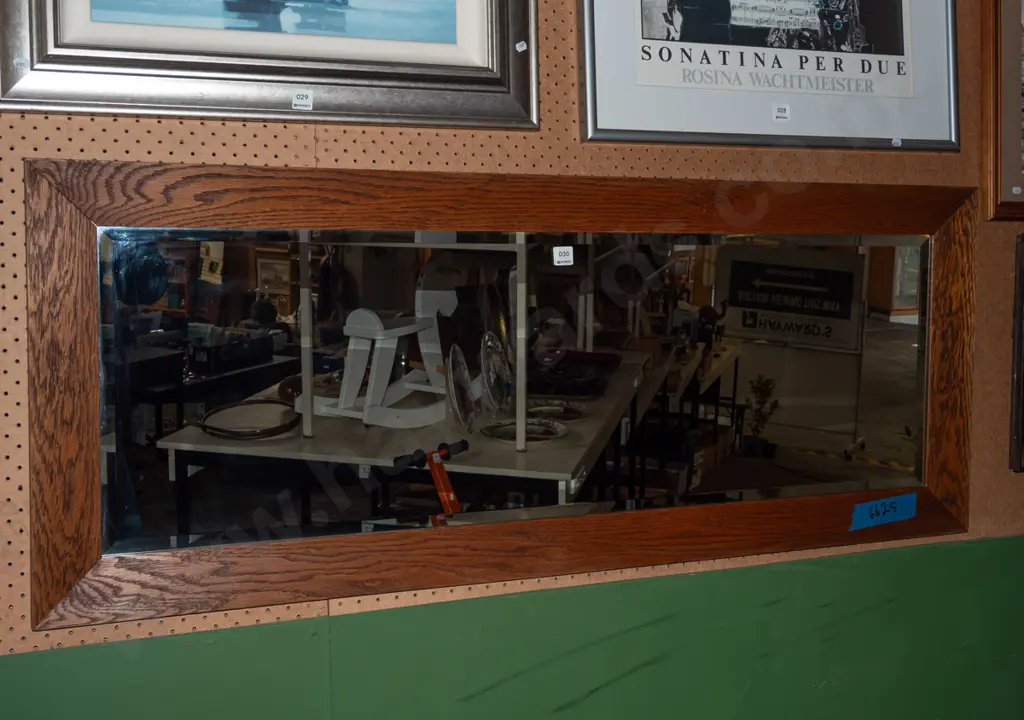 oak framed wall mirror H540 W1360 Image 1++