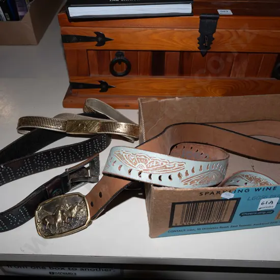 box of leather belts