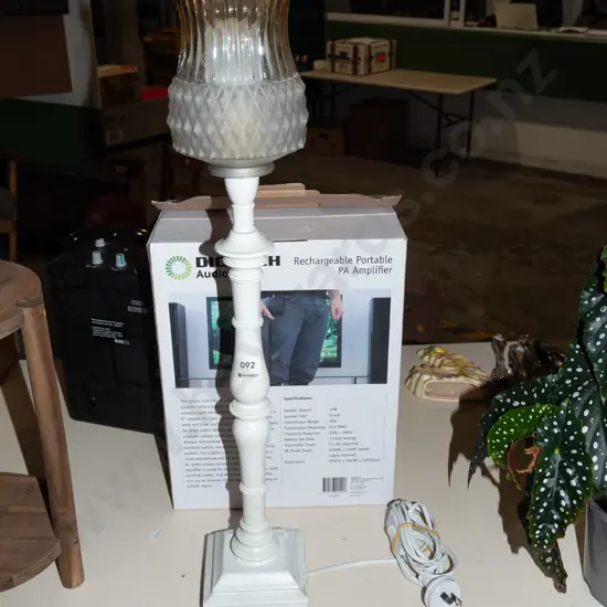table lamp on turned white painted base H640
