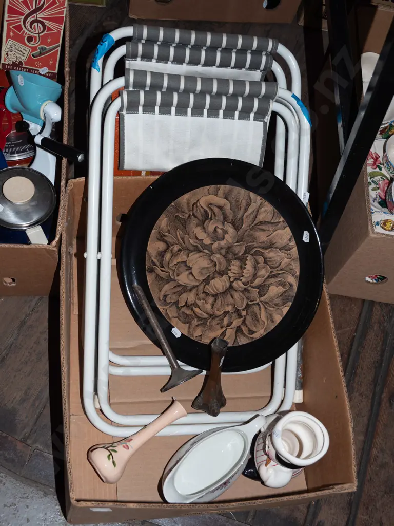 box; camping chairs, vases, gravy boat etc Image 1++