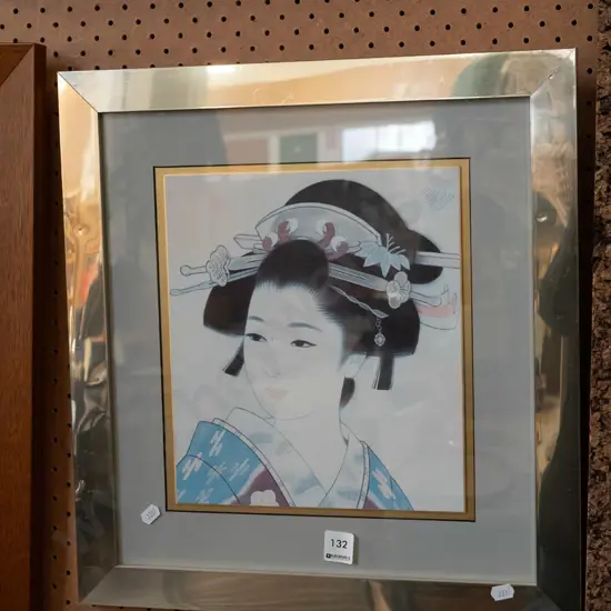 framed Japanese geisha print