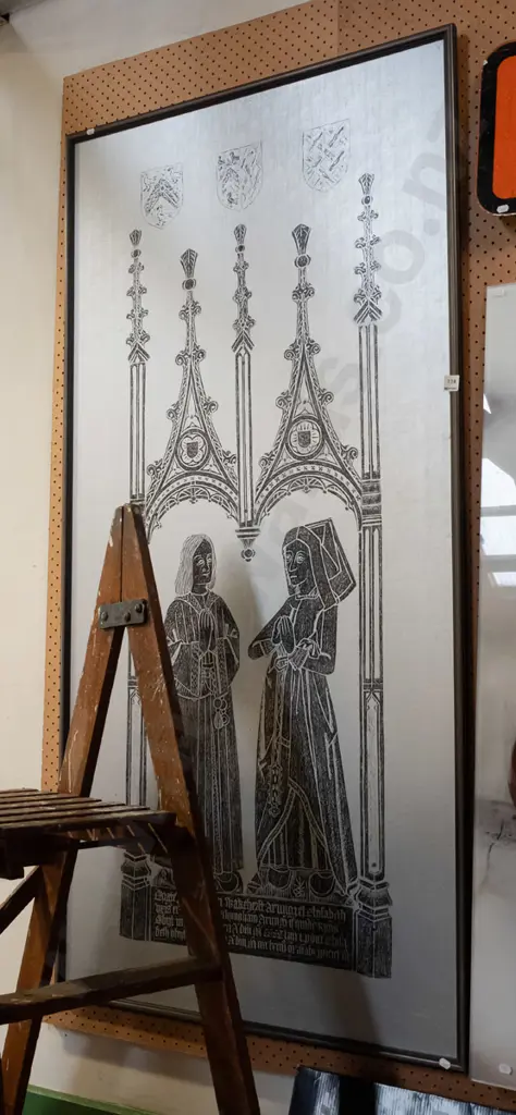 framed brass cathedral rubbing H1620 Image 1++