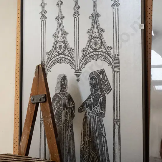 framed brass cathedral rubbing H1620