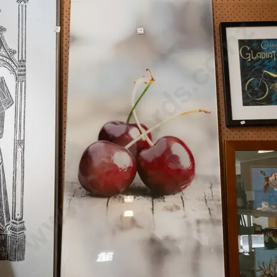 framed print behind glass - cherries H119