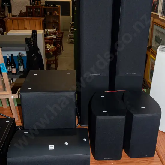 Wharfedale 5.1 speaker setup - 2x floor, 2x bookcase, 1x centre, 1x subwoofer