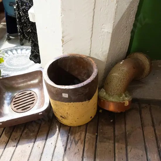 salt glazed chimney pot, right angle pipe, gully trap