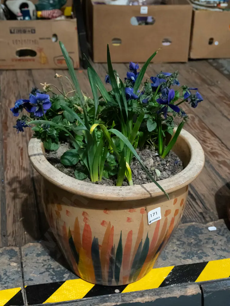 glazed planter and plants Pot H50 Image 1++