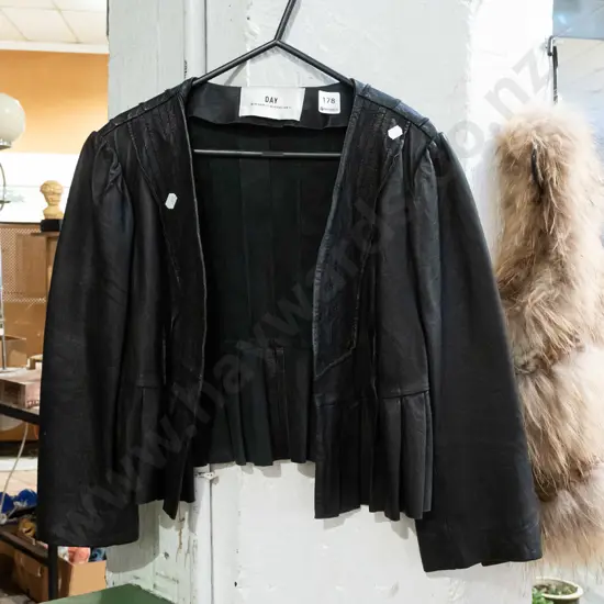 small sized black leather ladies jacket