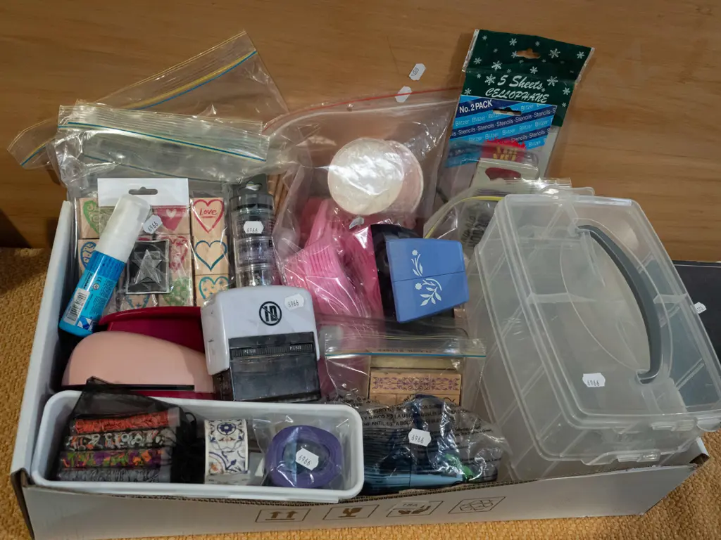 box; craft supplies, stmps, cutters, plastic organisers etc Image 1++