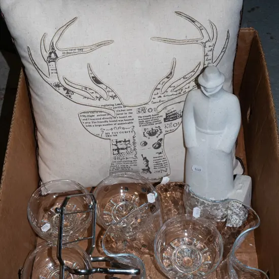 box; crystal bowl, cushion, figurine etc