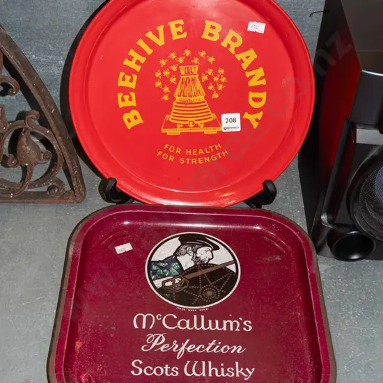 whisky tray, Beehive brandy tray