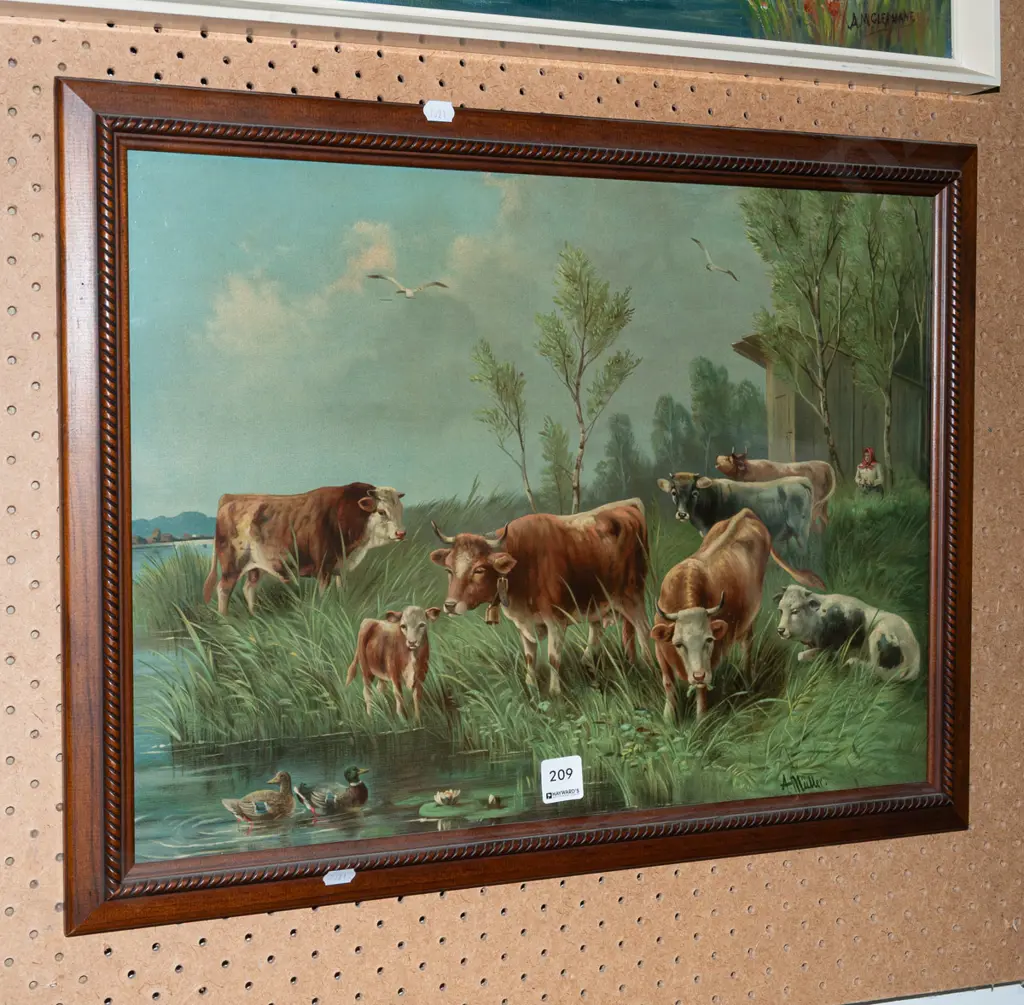 framed print - cows by stream Image 1++