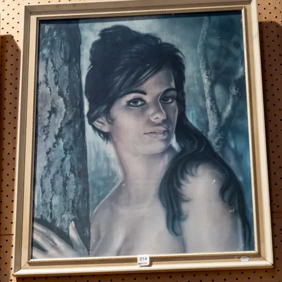 framed retro JH Lynch print - Tina - some damage