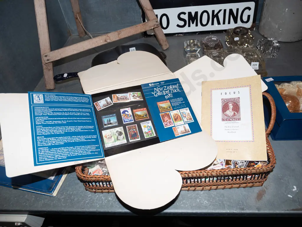 cane tray, stamp albums, stamps Image 1++