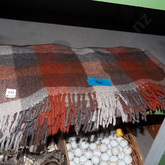 checked woollen travel rug