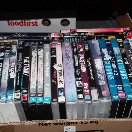 box of DVDs