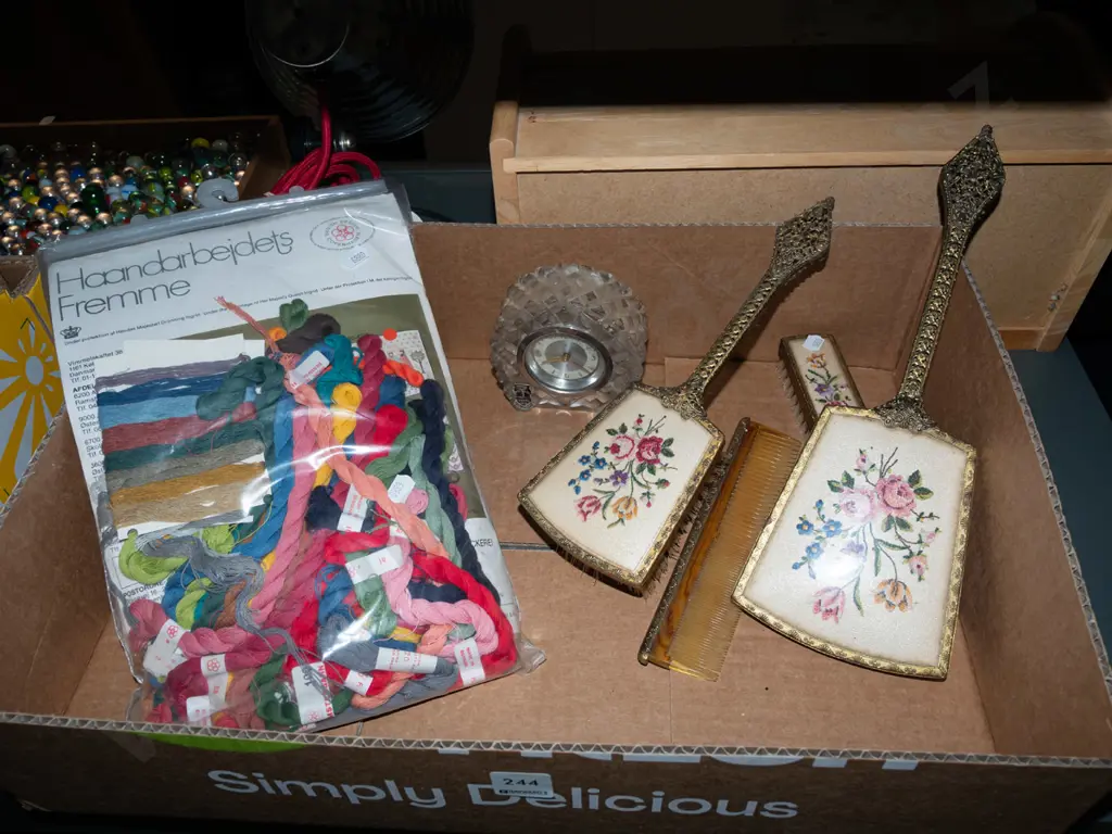 box; needlework kit, dress table set, clock Image 1++