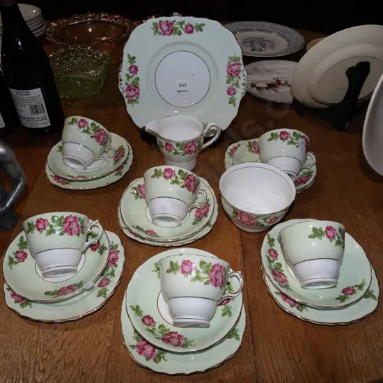 21 piece Colclough pinkn rose tea set