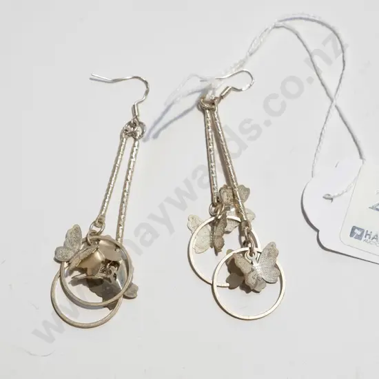 2x pairs of sterling silver butterfly earings