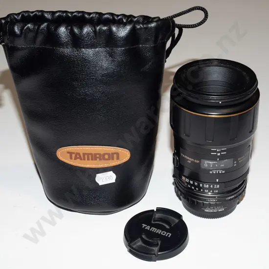 Tamron SP 90mm f/2.8 AF macro lens in Nikon G mount, with Nikon G to Micro 4/3 mount manual adapter and bag