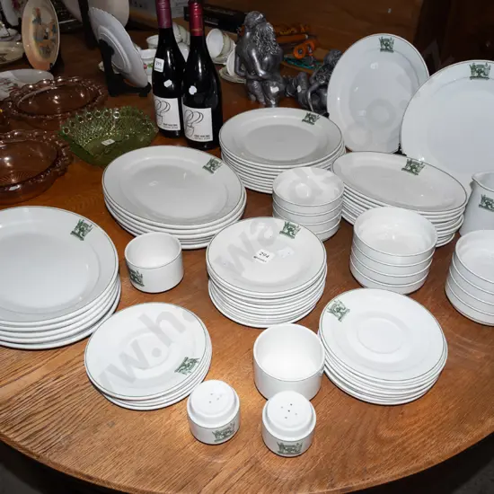 large assortment of City of Dunedin dinner items; plates, bowls, cups etc
